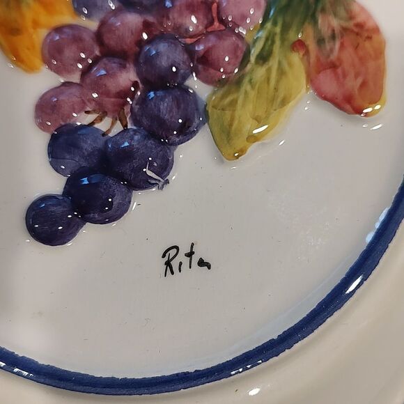 Bassano Hand Painted Grapes Italian Mold Wall Hanging Vintage - Picture 9 of 9